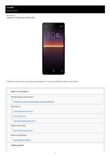 Sony Xperia 10 ii manual. Smartphone Instructions.